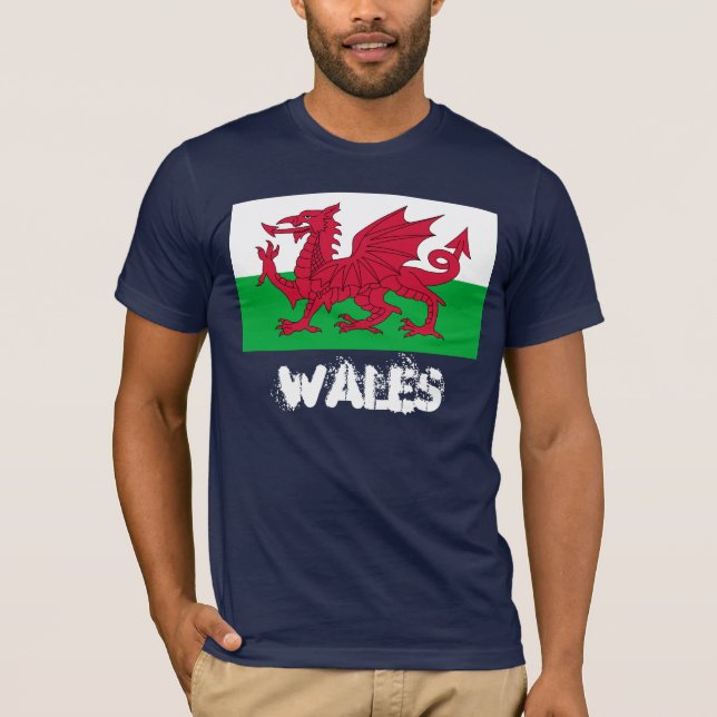 T-shirt País de Gales com bandeira galesa (Frente)