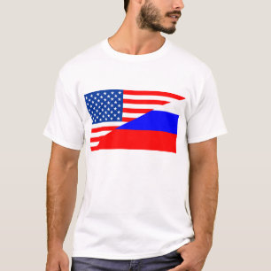 T-shirt país unido dos EUA da bandeira de América Rússi