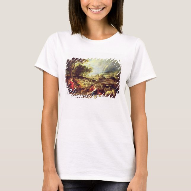T-shirt Paisagem com arco-íris (óleo na canvas) (Frente)