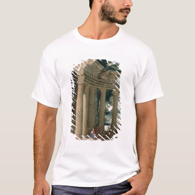 T-shirt Paisagem com ruínas e um pastor (Frente)