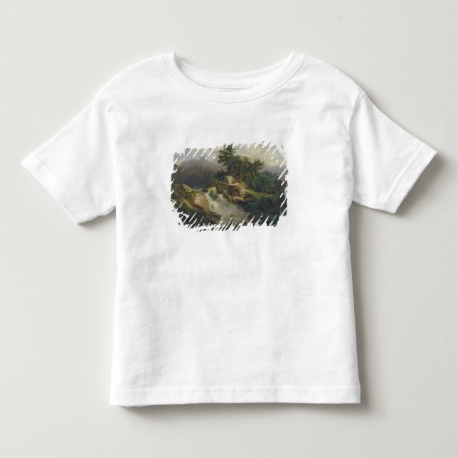 T-shirt Paisagem da floresta com cachoeira (Frente)