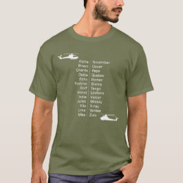 T-shirt Palavras de alfabeto fonético do piloto de helicóp