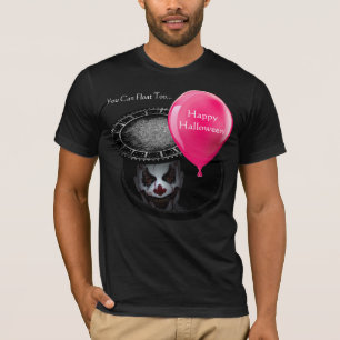 T-shirt palhaço mau em dreno com balão vermelho halloween
