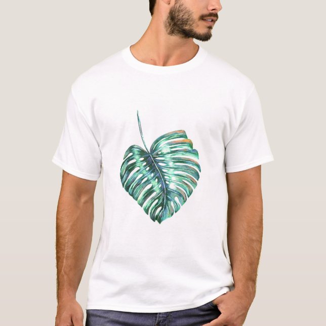 T-shirt Palma verde da folha do monstera tropical (Frente)