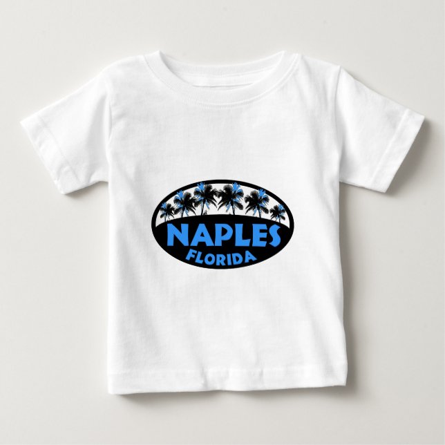 T-shirt Palmas azuis pretas de Nápoles Florida (Frente)
