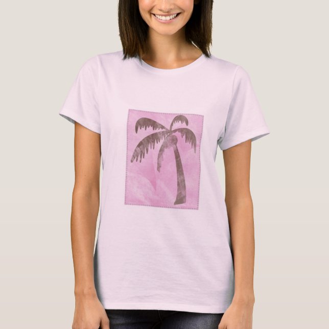 T-shirt Palmeira de Brown no rosa (Frente)