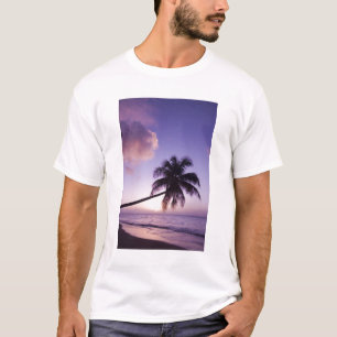 T-shirt Palmeira solitária ao pôr do sol, praia de Coconut