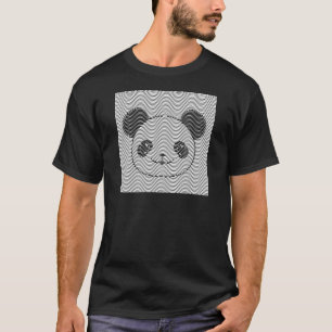T-shirt Panda Bear Face On Wave Patterno