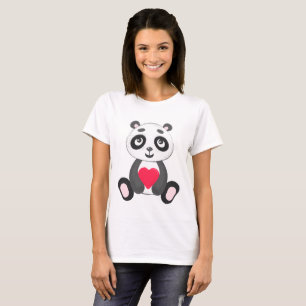 T-shirt Panda bonito do bebê que guardara um coração