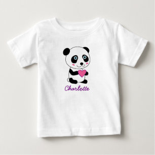T-shirt Panda bonito personalizada com um coração