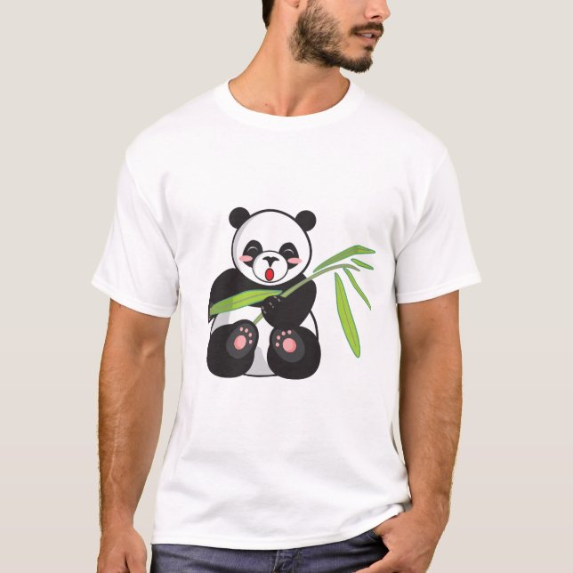 T-Shirt Panda Branca, Cor-de-Rosa, Preta (Frente)