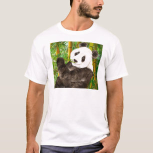 T-shirt Panda de Aquarela Cuta na Floresta de Bambu