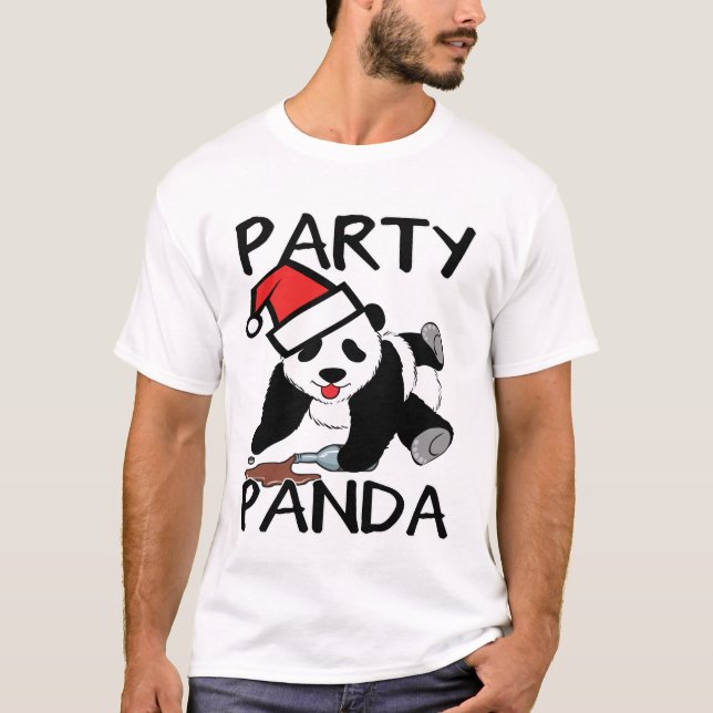 T-shirt Panda engraçada do partido do Xmas (Frente)