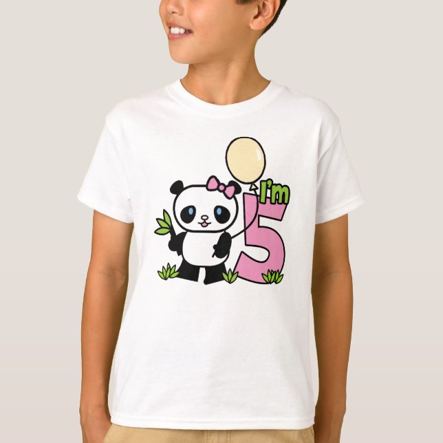 T-shirt Panda Girl 5 Birthday (Frente)