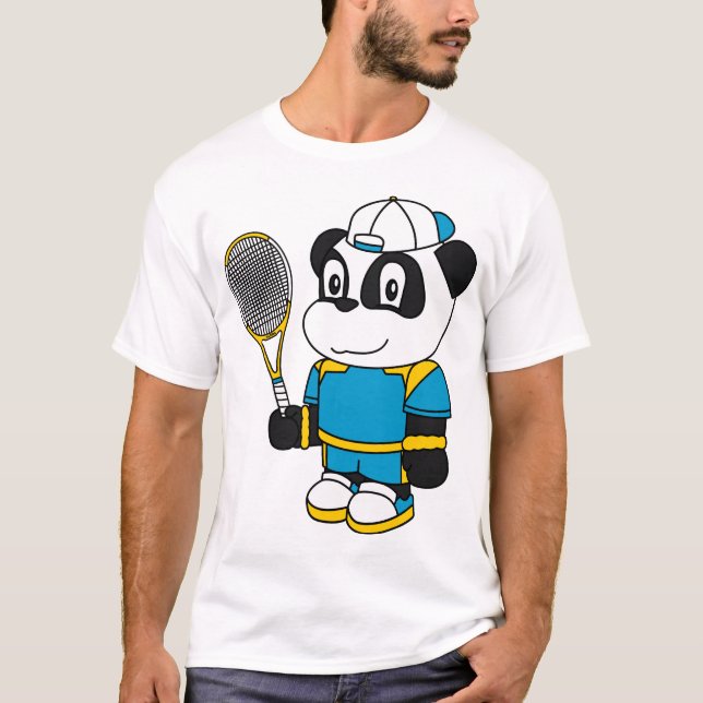 T-shirt Panda - jogador de ténis (Frente)