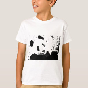 T-shirt Panda Preta e Branca