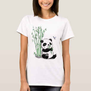 T-shirt Panda que come o bambu