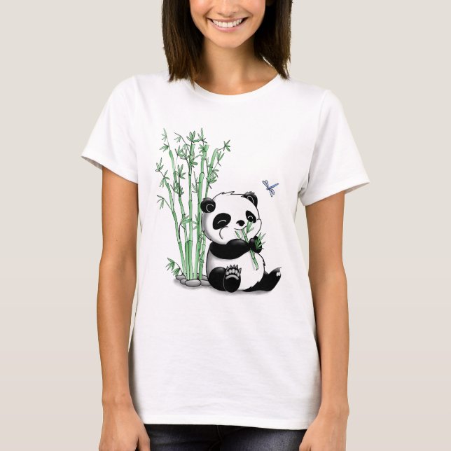 T-shirt Panda que come o bambu (Frente)