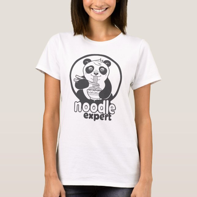T-shirt panda que come o macarronete (Frente)