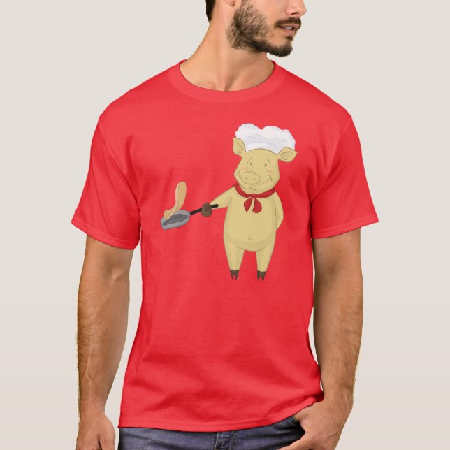T-shirt Panqueca que lança o cozinheiro chefe do porco (Frente)