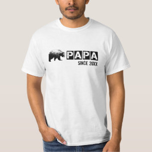 T-shirt Papa Urso Grunge Desde 2014, Preto