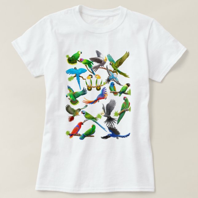 T-shirt Papagaios abundante (Frente do Design)