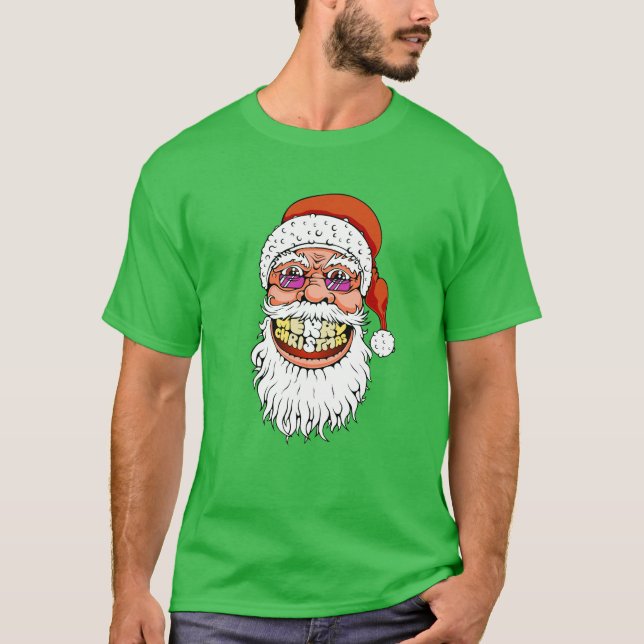 T-shirt Papai Noel com sorriso do Feliz Natal (Frente)