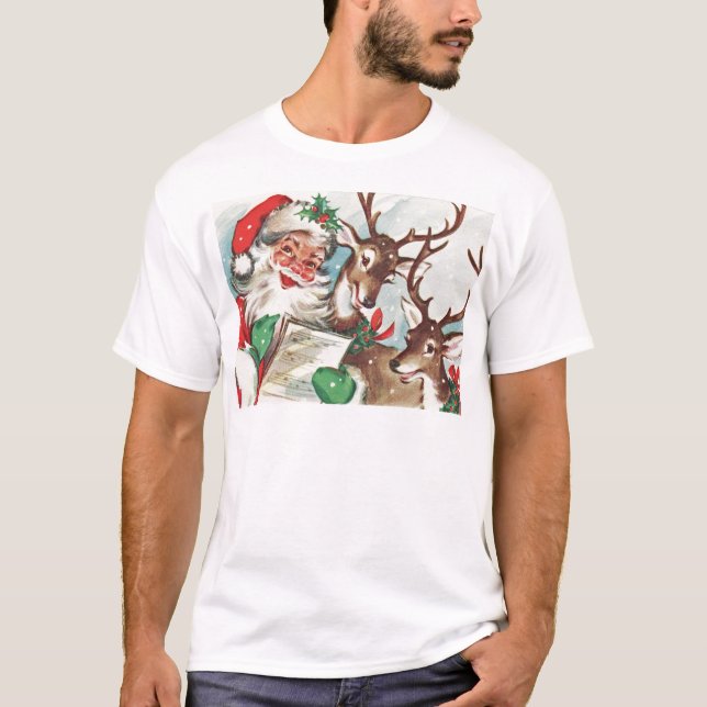 T-shirt Papai noel e rena do vintage (Frente)