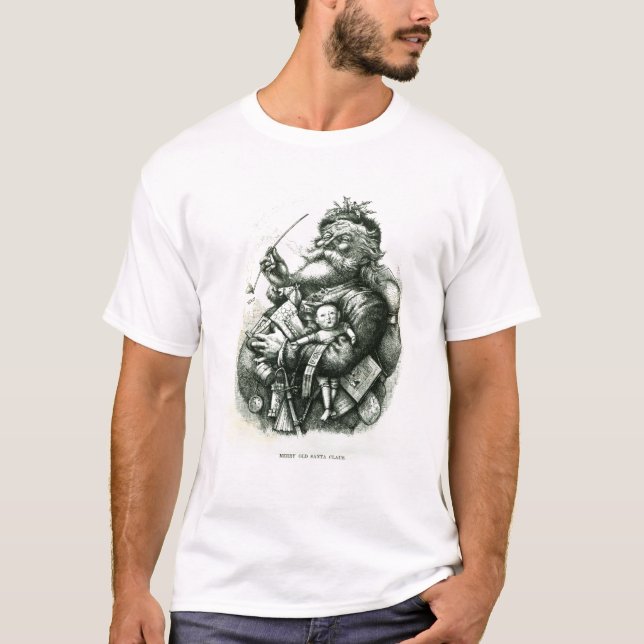 T-shirt Papai Noel idoso alegre (Frente)