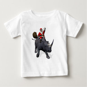 T-shirt Papai Noel monta o rinoceronte do rinoceronte