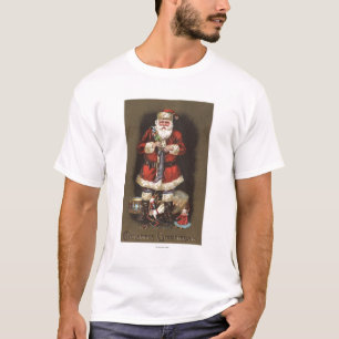 T-shirt Papai noel que enche a meia com Nutcracker
