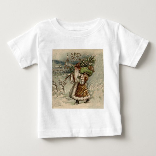 T-shirt Papai Noel Vitoriano com Árvore de Natal (Frente)