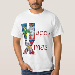T-SHIRT PAPAIS NOEIS DE ÁRVORE DE NATAL A JOGAR VIOLIN XMA