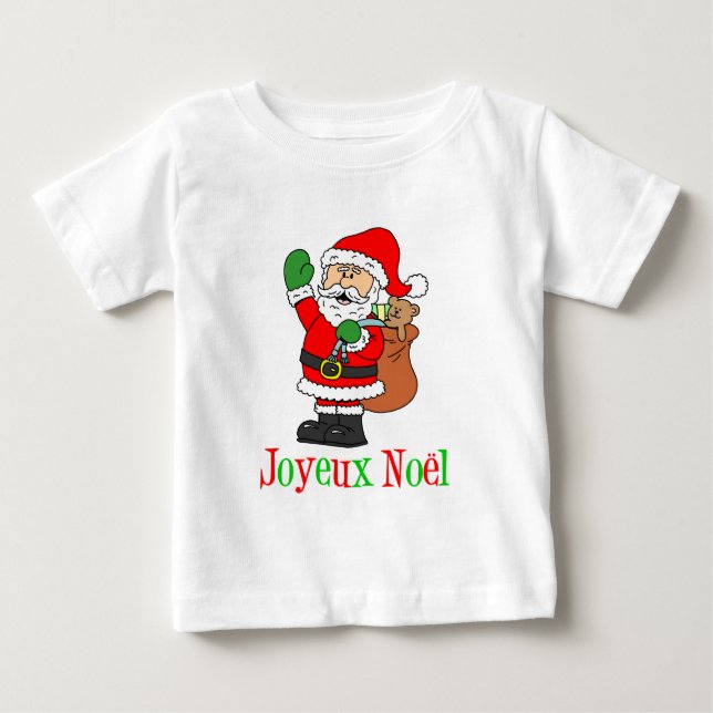 T-shirt Papais noeis de Natal Franceses Joyeux Noel (Frente)