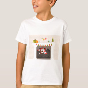 T-shirt papais noeis pretos presos na lareira