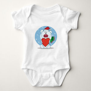T-shirt Papais noeis White Bear com Coração