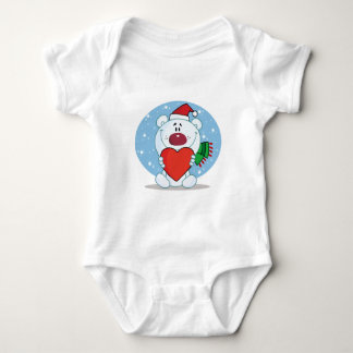 T-shirt Papais noeis White Bear com Coração