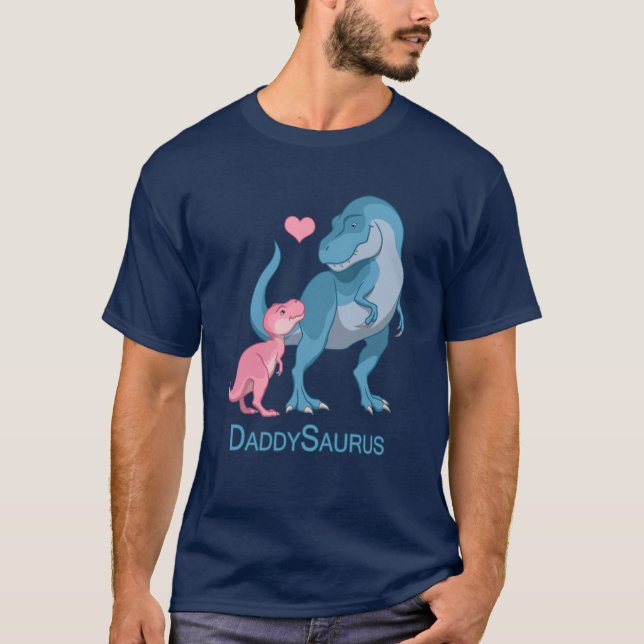 T-shirt PapaiSurus T-Rex e Baby Girl Dinossauros (Frente)