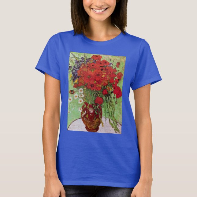 T-shirt Papas vermelhos e margaridas por Vincent van Gogh (Frente)