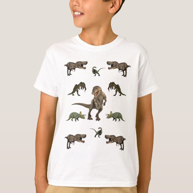 T-shirt Papel de enrolamento do dinossauro (Frente)
