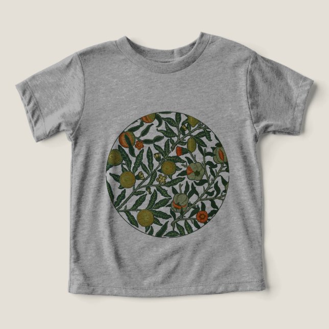 T-shirt Papel de Parede Colorido Romã Azul William Morris (Design frontal)