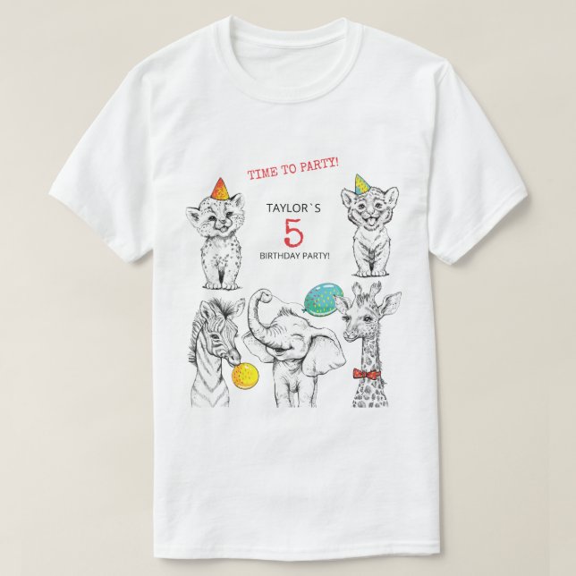 T-Shirt para 5 festa de aniversário. (Frente do Design)