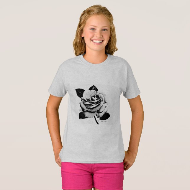 T-Shirt para Crianças com rosa (Frente Completa)