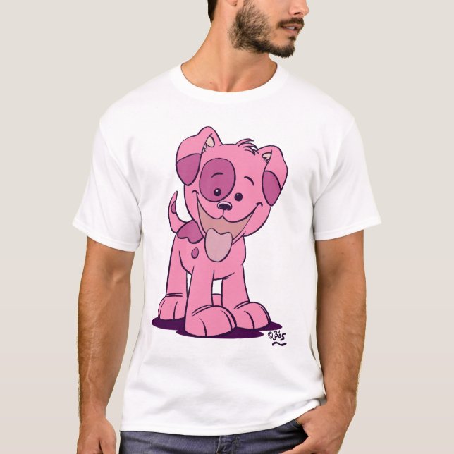 T-shirt para crianças de cachorrinho rosa (Frente)