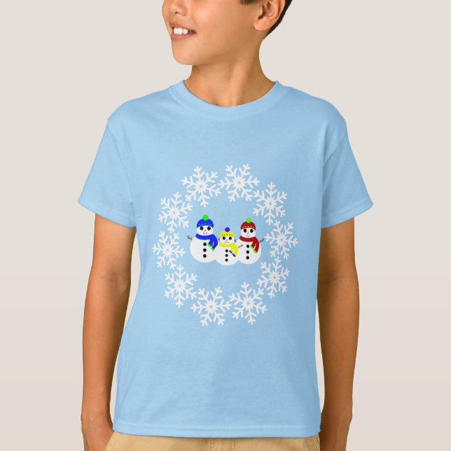 T-Shirt para Crianças de Neve de Natal (Frente)
