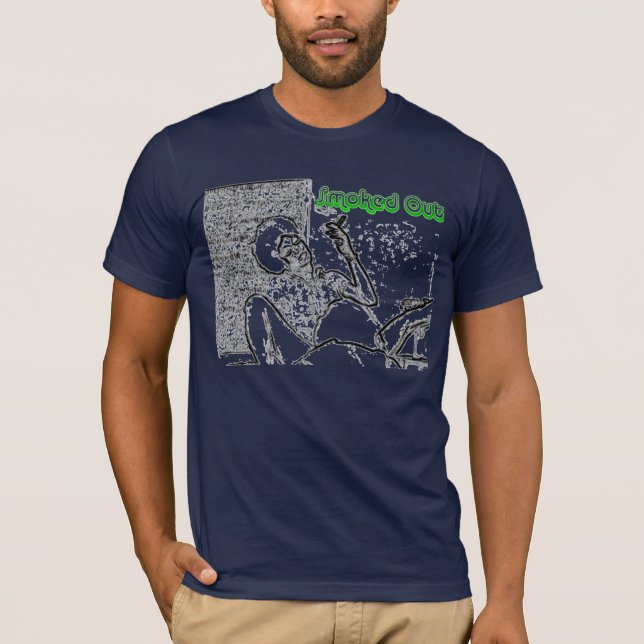 T-shirt Para fora T fumado do marinho (Frente)