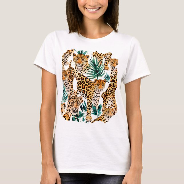 T-Shirt para Leopardo na moda - Negrito e Trendênc (Frente)