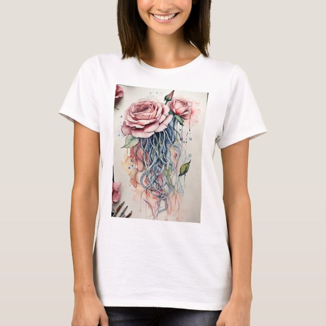 T-shirt para mulheres rosa design (Frente)