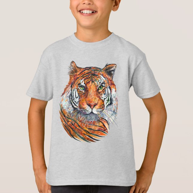 T-shirt para o TIGRE SELVAGEM do menino (Frente)