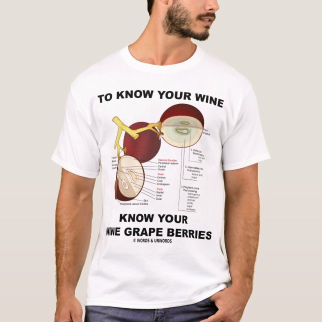 T-shirt Para saber seu vinho (bagas da uva para vinho) (Frente)